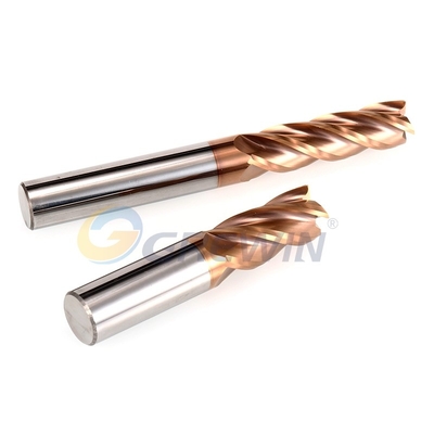 HRC55 Tungsten Carbide 4 Flutes End Mill Sqaure With Tisin Copper Coating